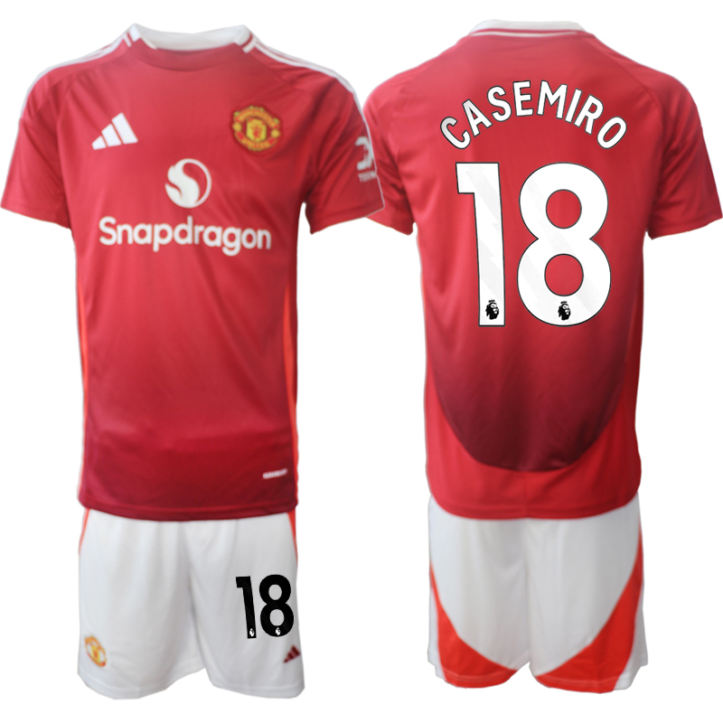 Men 2024-2025 Club Manchester United home Red 18 Soccer Jersey